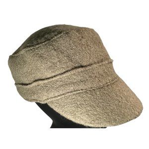 SCALA PRONTO WOOL NEWSBOY BROWNISH GREEN HAT SILK INSIDE  BOW BRIM WINTER WARM 3